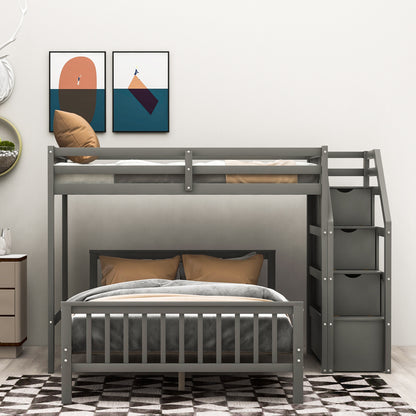 Full Loft Bunk Bed Gray