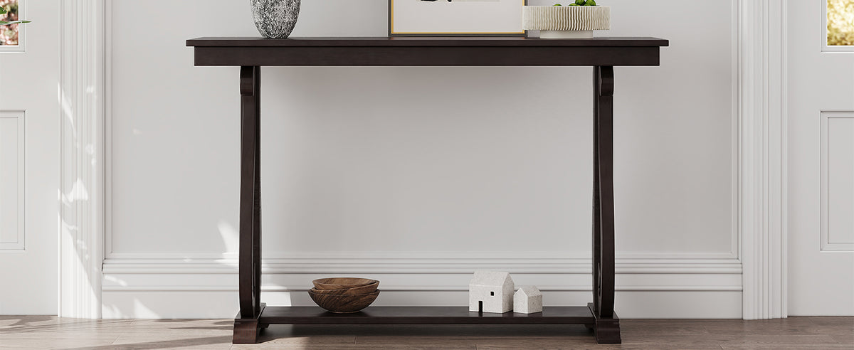 Rustic 48” Wood Console Table – Espresso