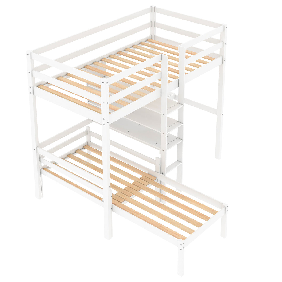 Convertible Loft Bunk Bed with Ladder White