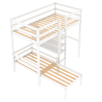 Convertible Loft Bunk Bed with Ladder White