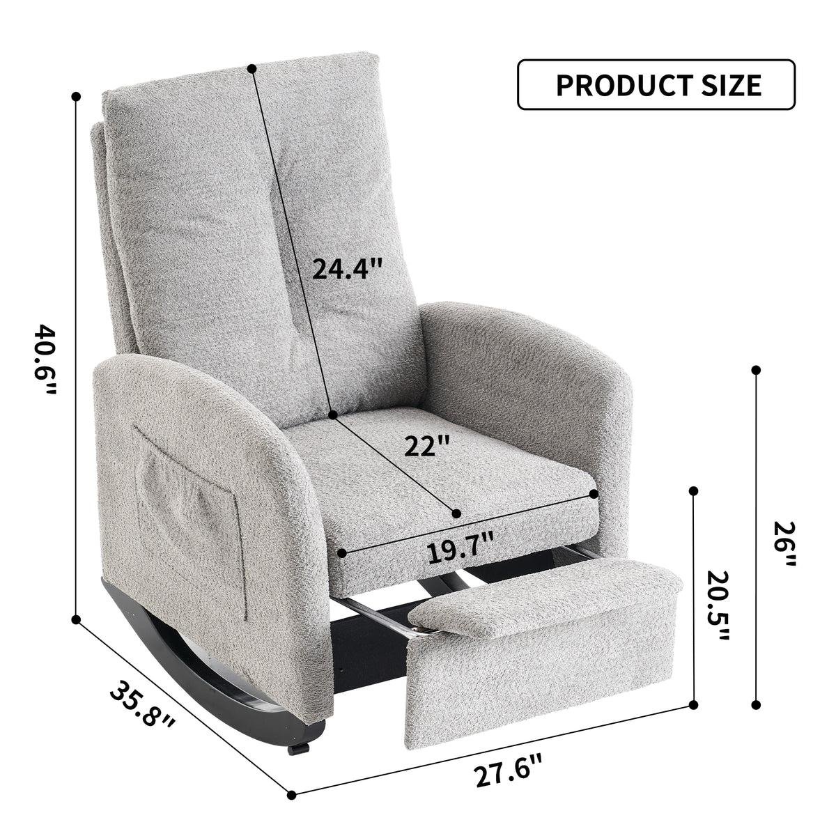 Accent Rocking Chair with Footrest Beige