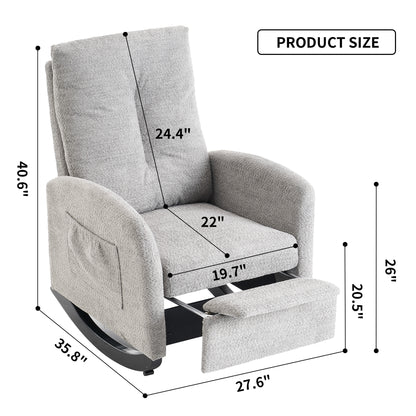Accent Rocking Chair with Footrest Beige