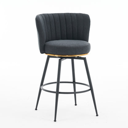 Adjustable Gray Bar Stool Set (2 pcs) – Modern Metal Base