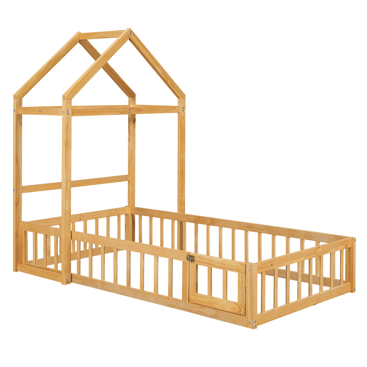Twin Children’s Bed with Rack Natural