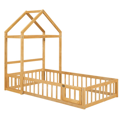 Twin Children’s Bed with Rack Natural