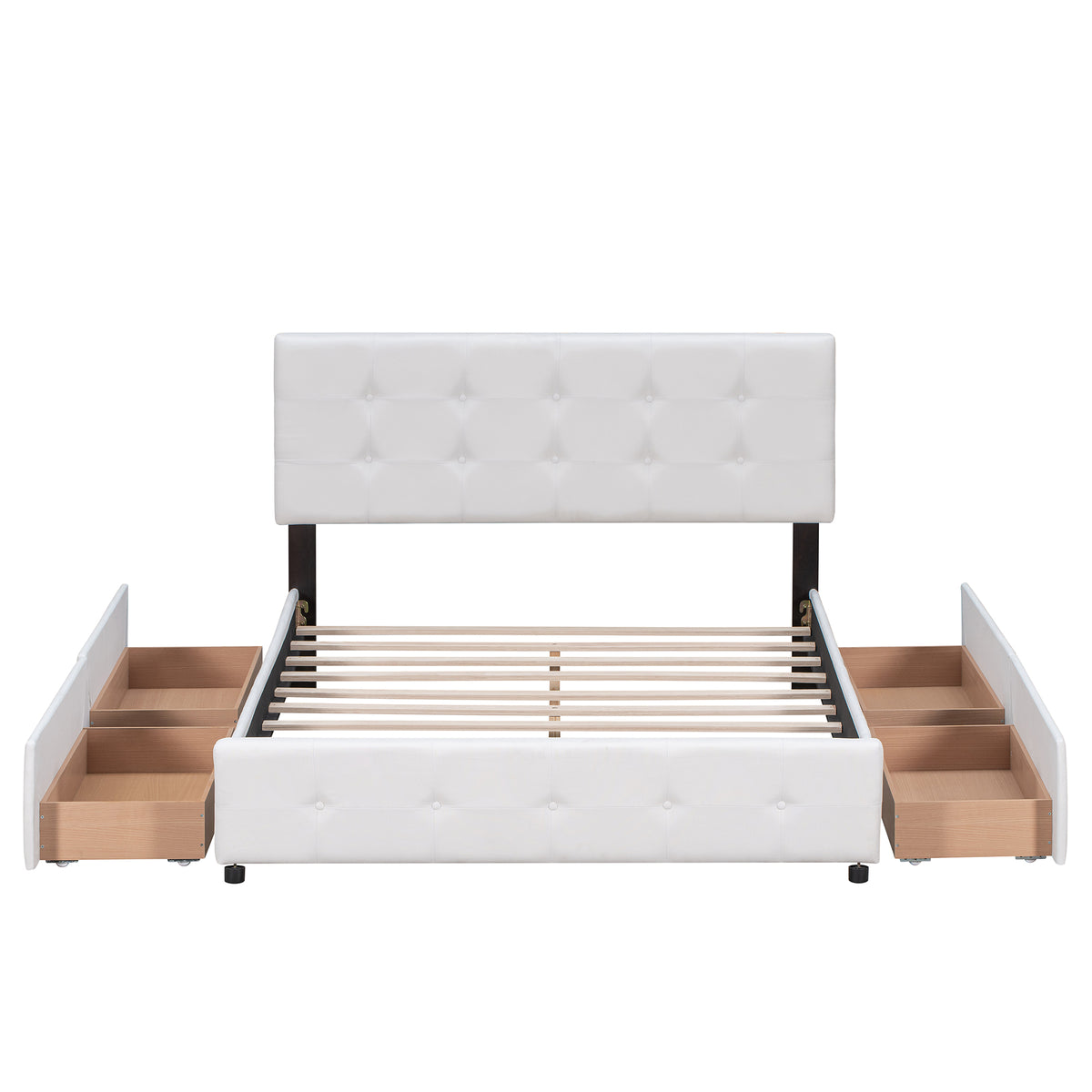 Upholstered Platform Bed Queen Linen