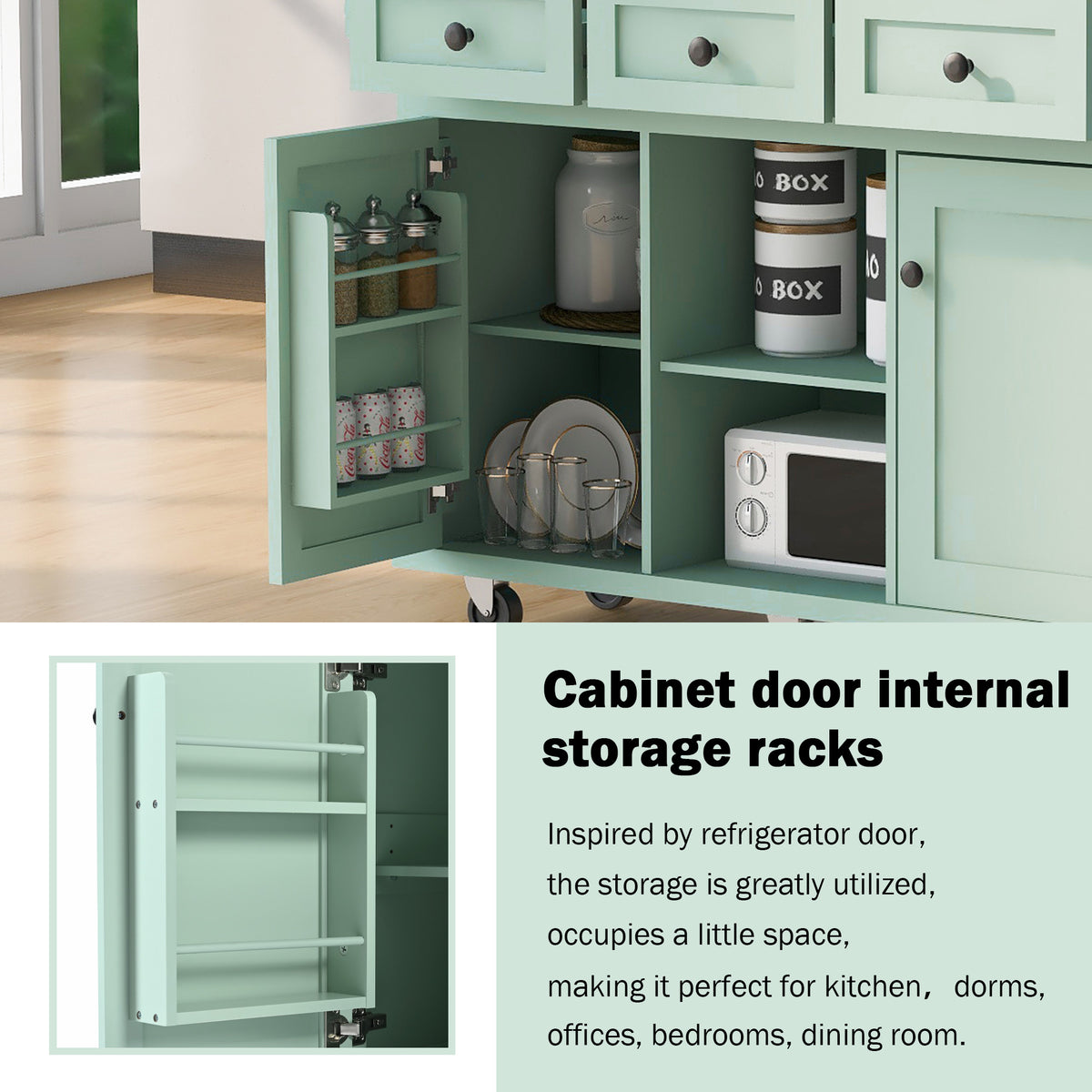 Kitchen Island Cart Mint Green