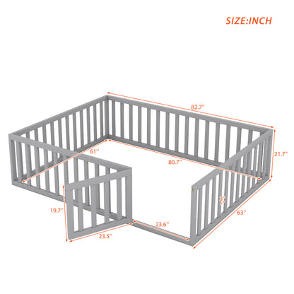 Queen Platform Bed Gray