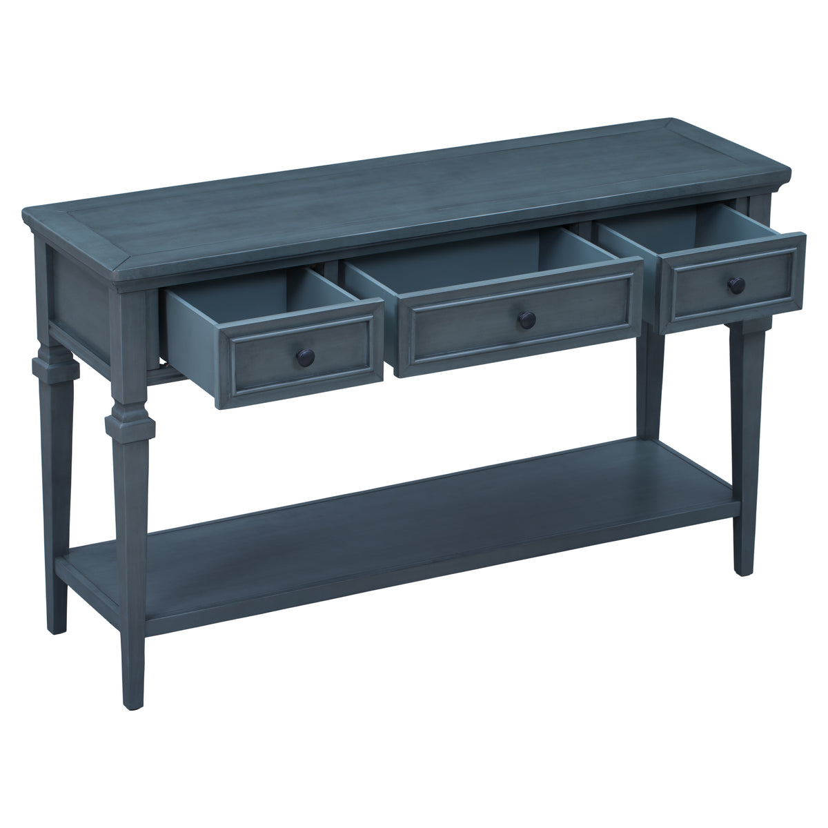 Navy Wood Console Table with Drawers