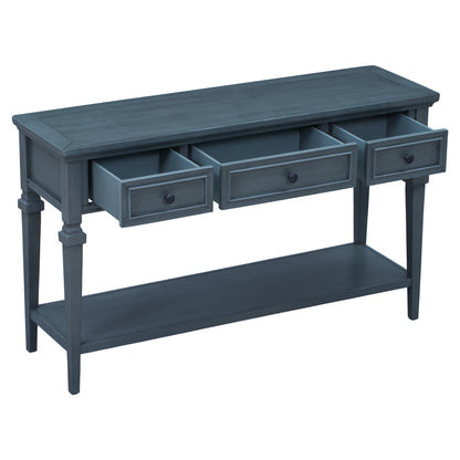 Navy Wood Console Table with Drawers