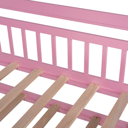Twin House Bed with Trundle Pink