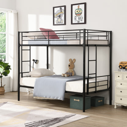 Full Metal Bunk Bed with Guardrails Black