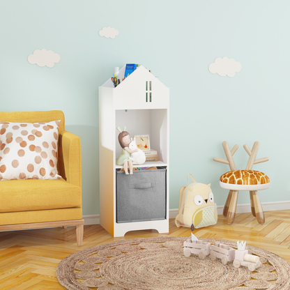 Two-Tier Storage Bookcase – White and Grey Playhouse Edition