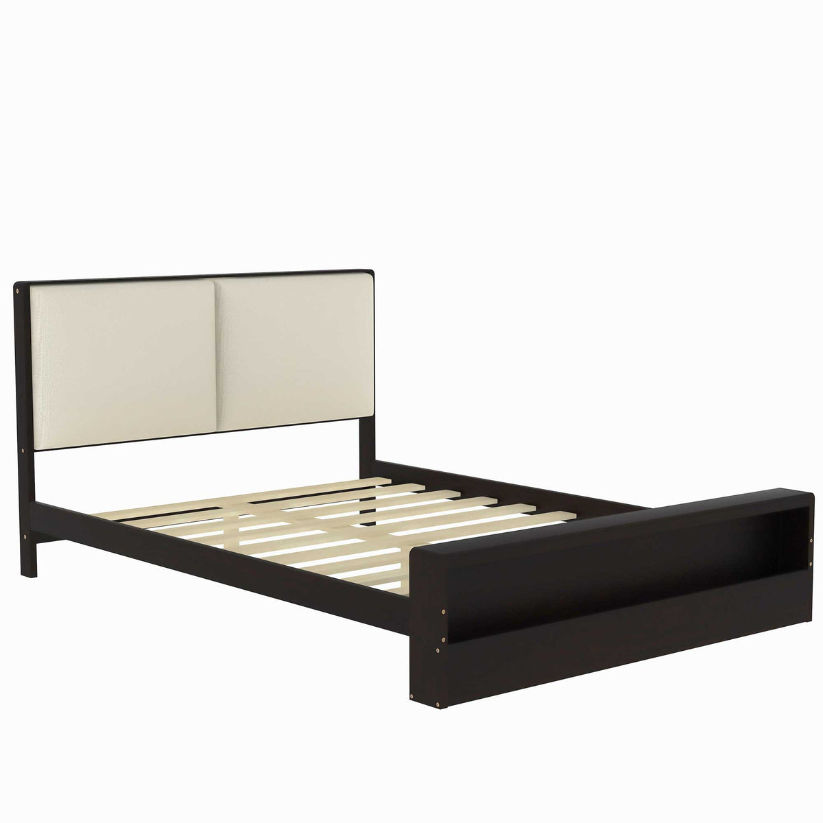 Queen Platform Bed with LED Headboard Espresso