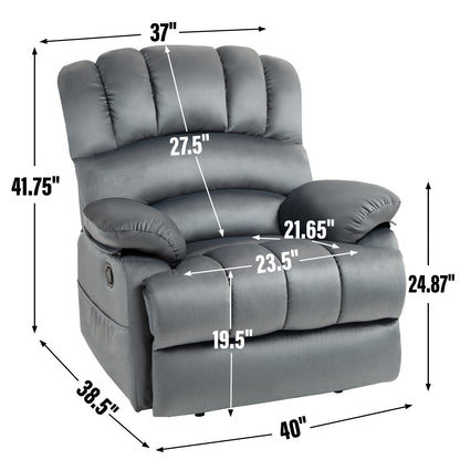 Large Manual Fabric Recliner – Gray