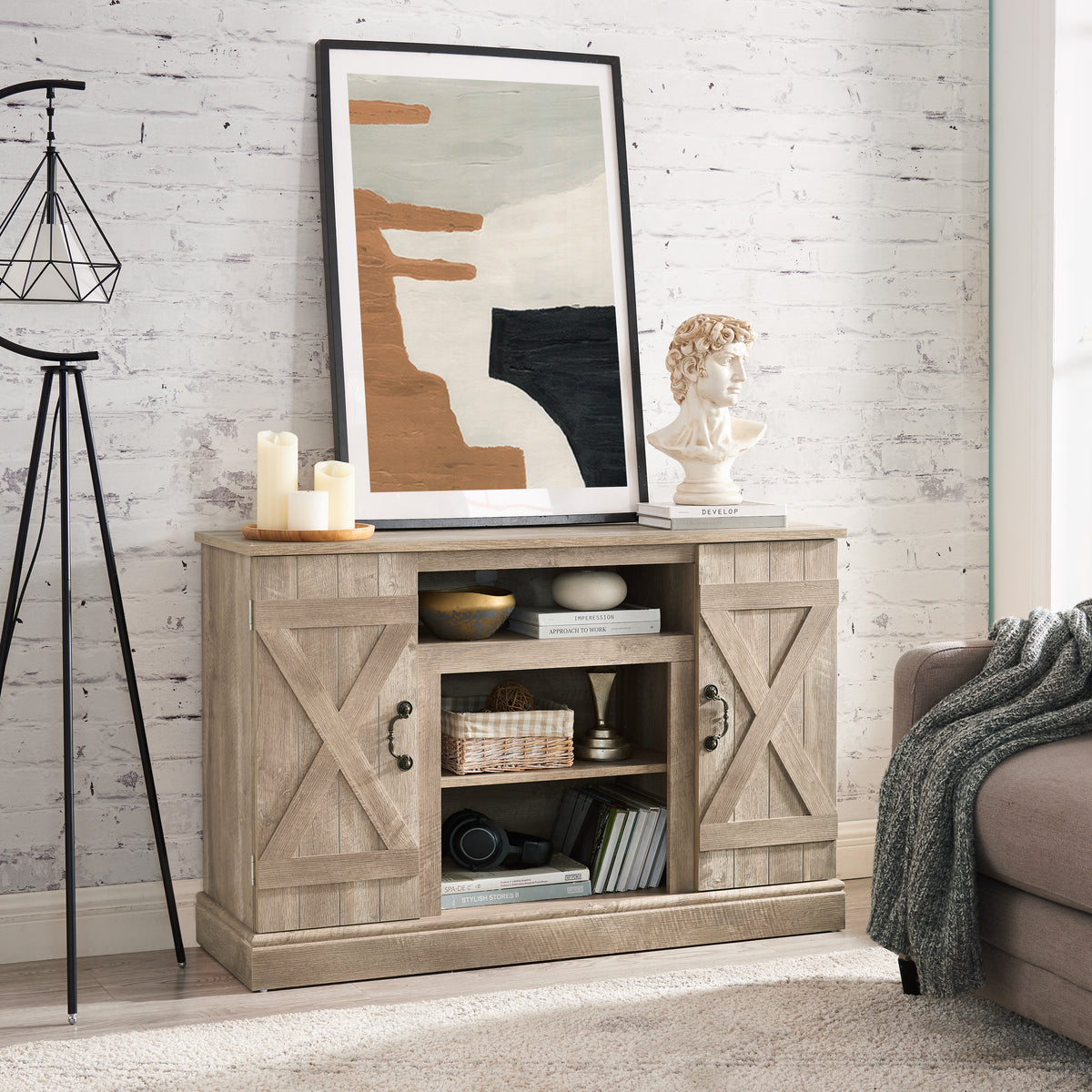 Farmhouse TV Stand Antique Finish