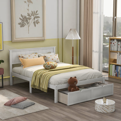 Full Platform Bed with Drawers White