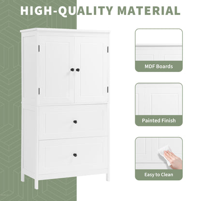 White Bathroom Storage Cabinet with Drawers