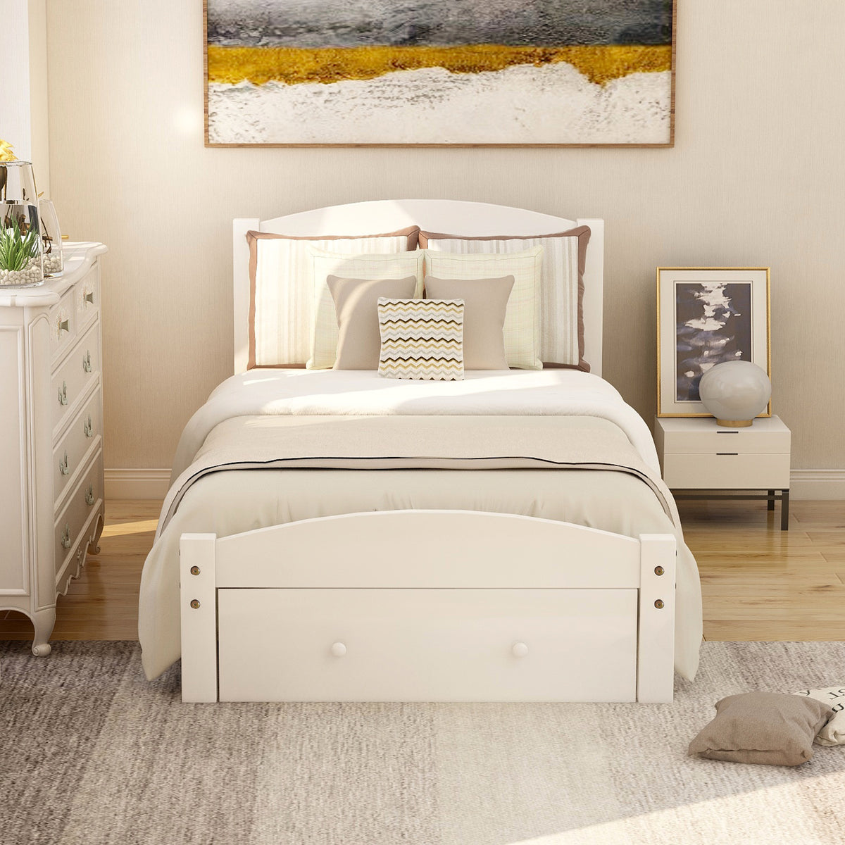 Twin Platform Bed White