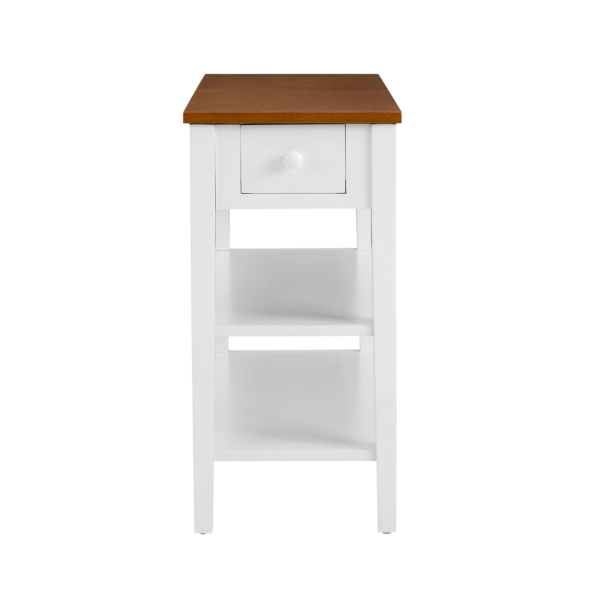 Wooden End Table with USB Ports Walnut