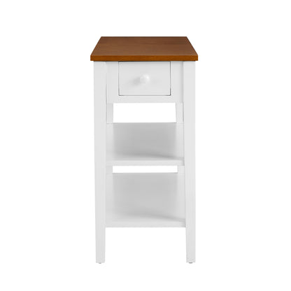 Wooden End Table with USB Ports Walnut