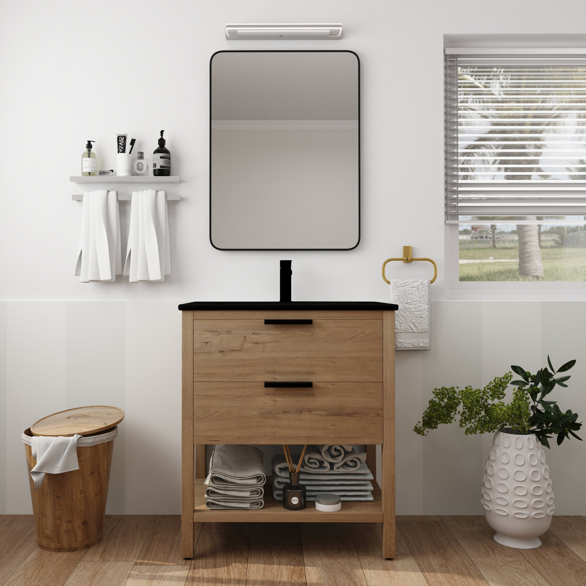 30-Inch Vanity with 2 Drawers Black Finish