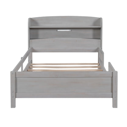 Wood Platform Bed Antique Gray
