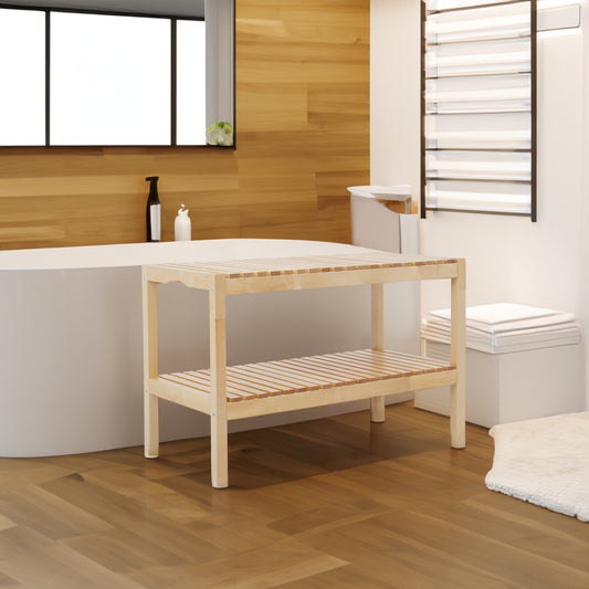 Birch Wood Shoe Bench – Natural Finish