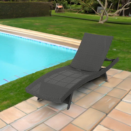 PE Wicker Chaise Lounge Gray