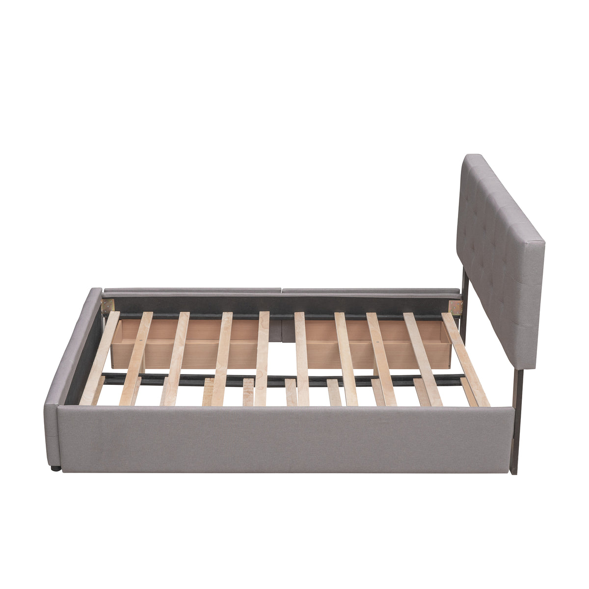 Upholstered Platform Bed Queen Light Gray