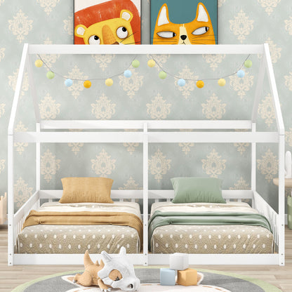 Twin House Platform Bed White
