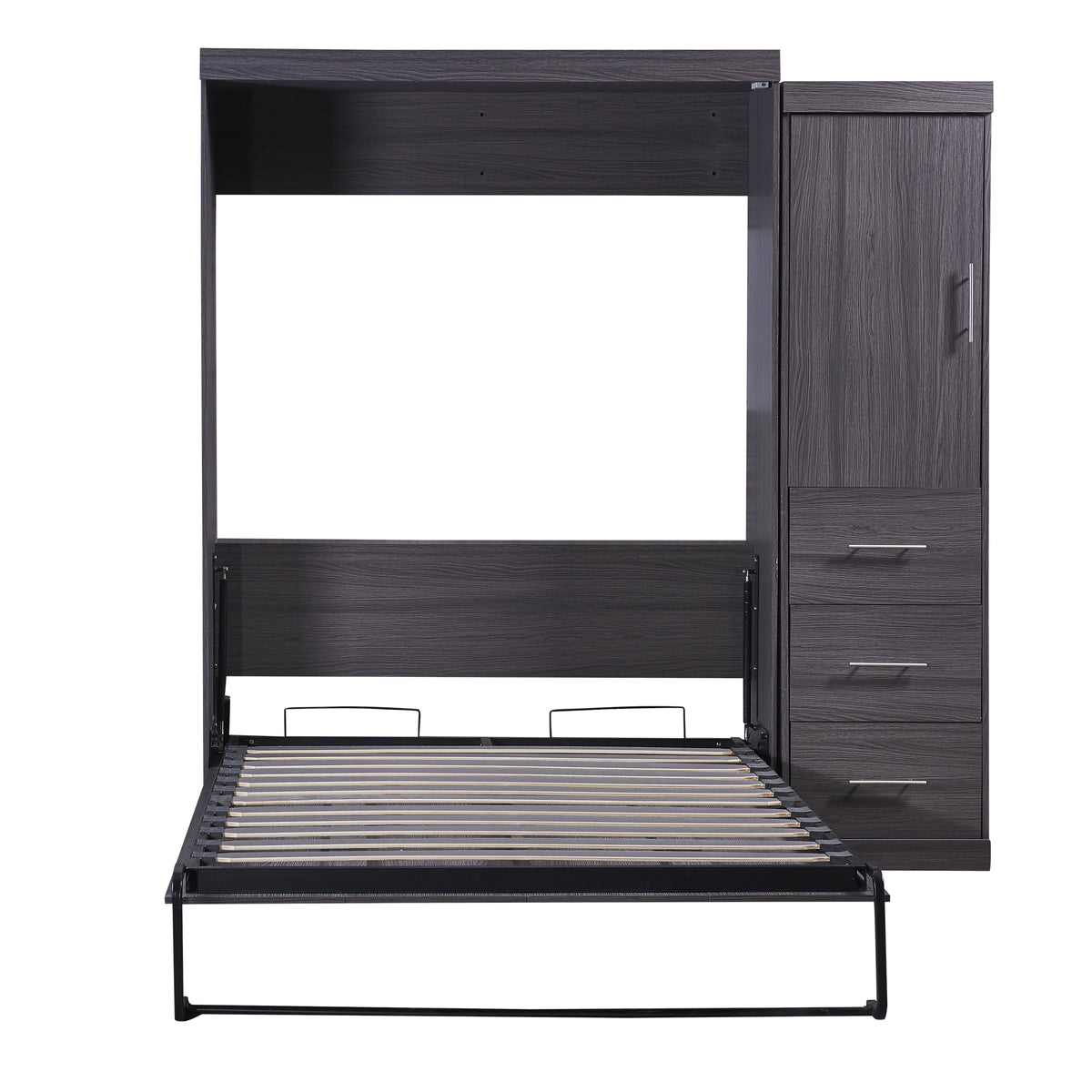 Full Murphy Bed with Wardrobe Gray