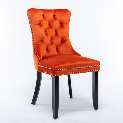 Nikki Tufted Linen Dining Chair Set (2 pcs) – Orange
