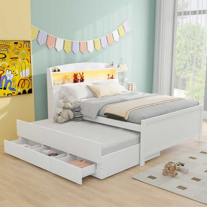 Full Storage Platform Bed White