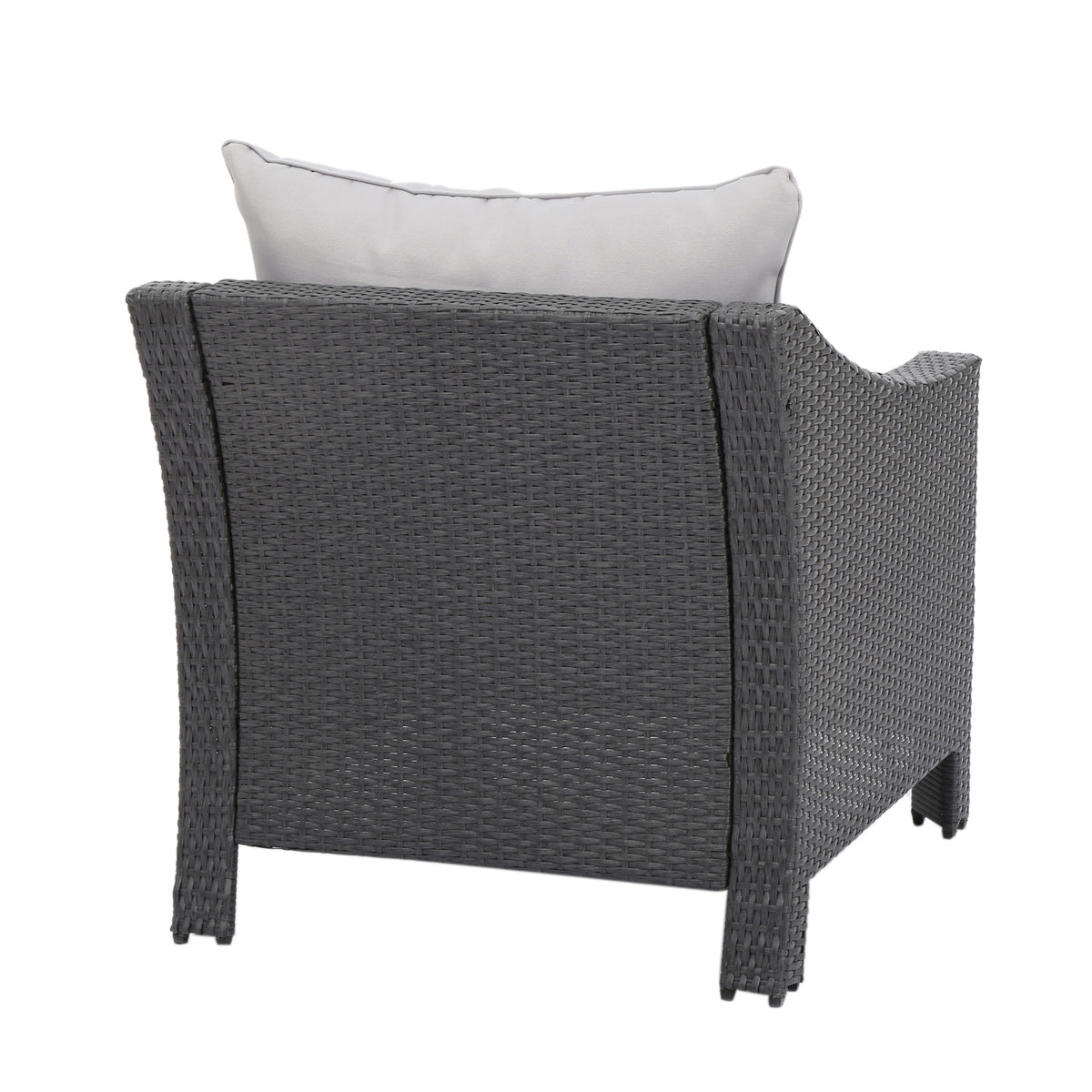 Grey PE Wicker Outdoor Club Chairs – Set of 2 with Cushions
