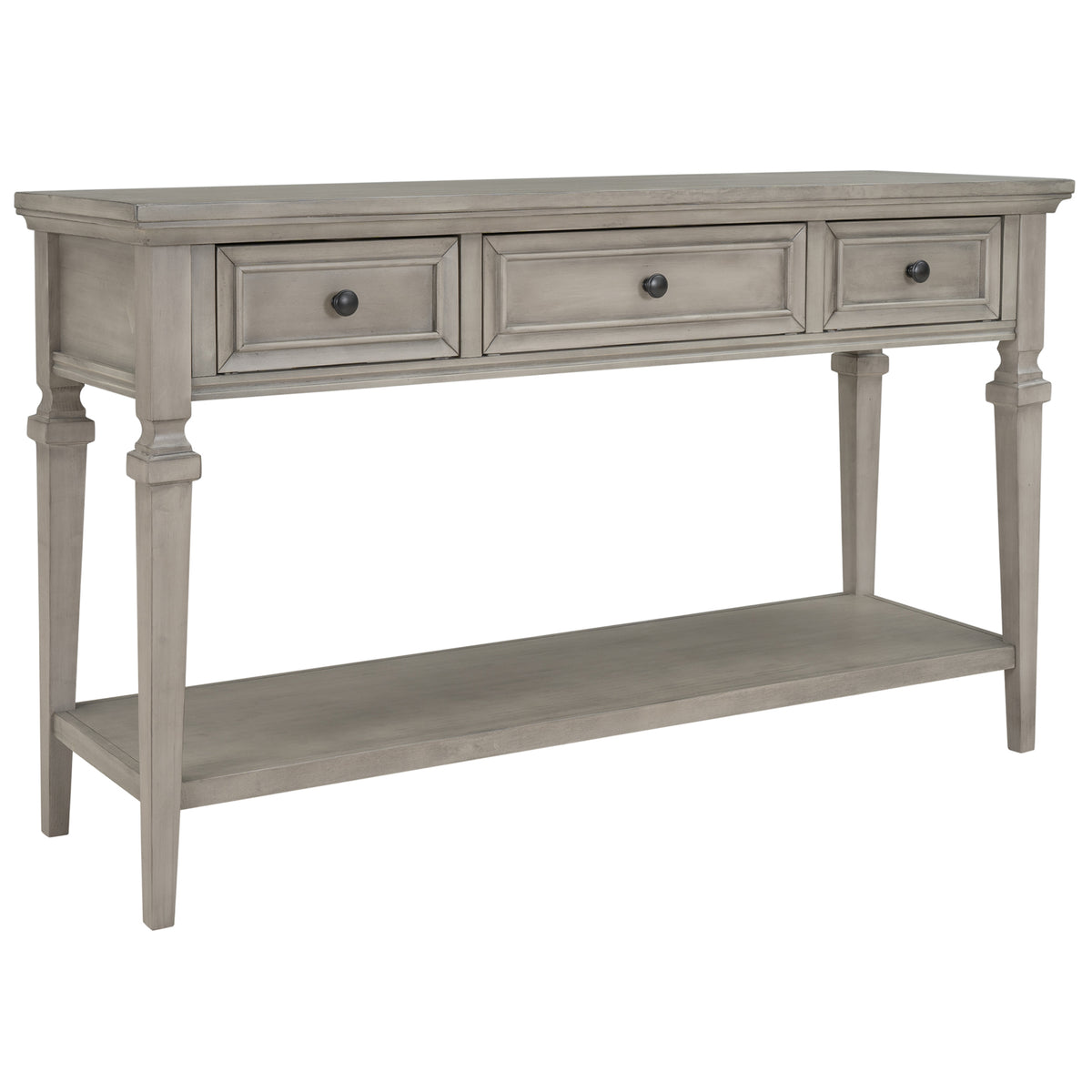 Gray Wood Console Table with Drawers