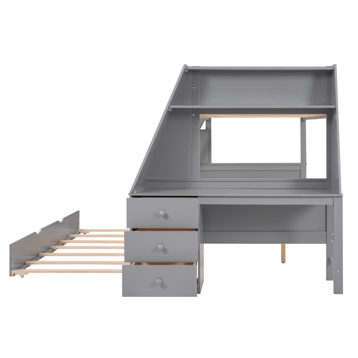 Full Bunk Bed with Desk Gray
