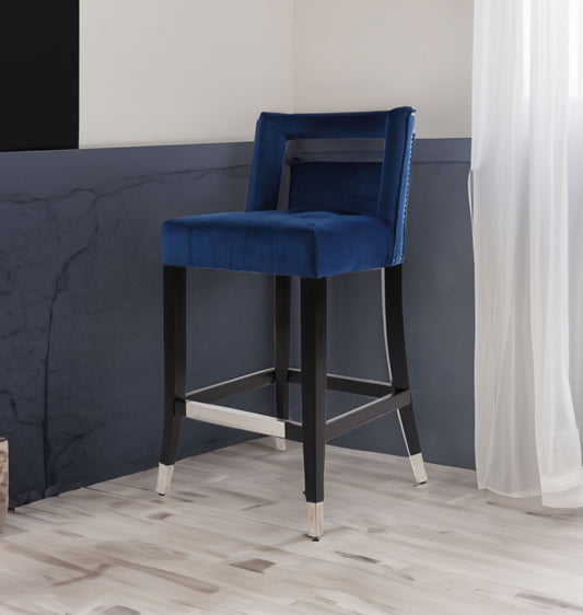 Velvet Barstools Set of 2 Gold Base