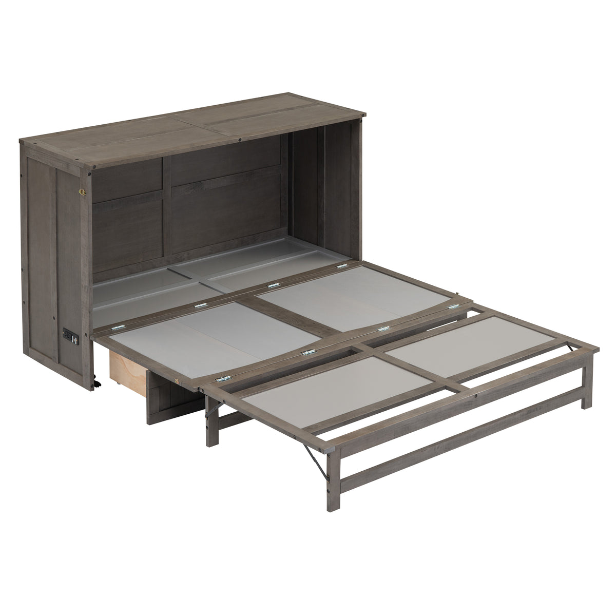 Queen Murphy Bed with Built-In Charging Station – Beige