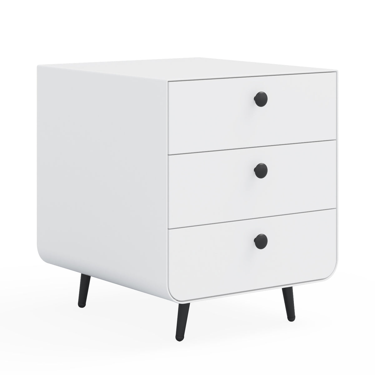 Modern Steel Bedside Table with 3 Drawers