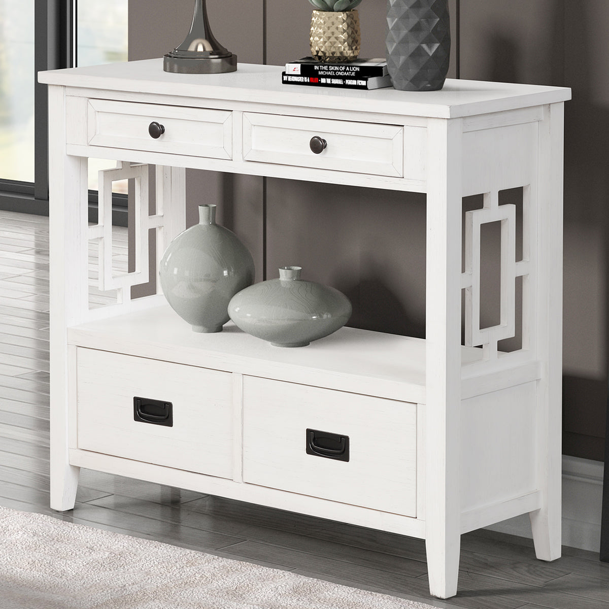 Farmhouse Console Table Antique White