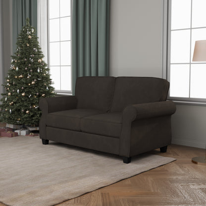 Solid Wood 2-Seater Sofa Gray