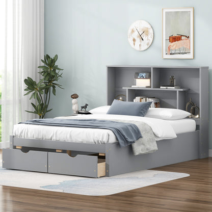 Full Platform Bed Gray