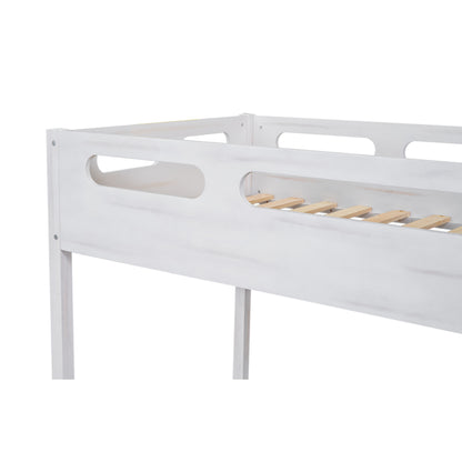 Full Bunk Bed with Ladder White