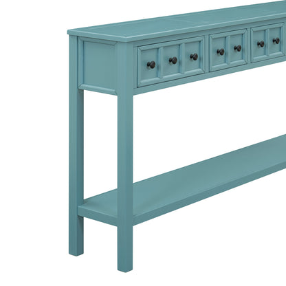 Rustic Turquoise Entryway Console Table – 60”