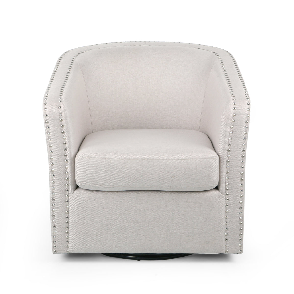 Modern Swivel Lounge Chair – Linen Beige