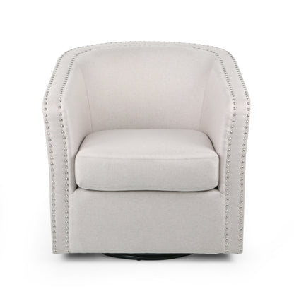 Modern Swivel Lounge Chair – Linen Beige