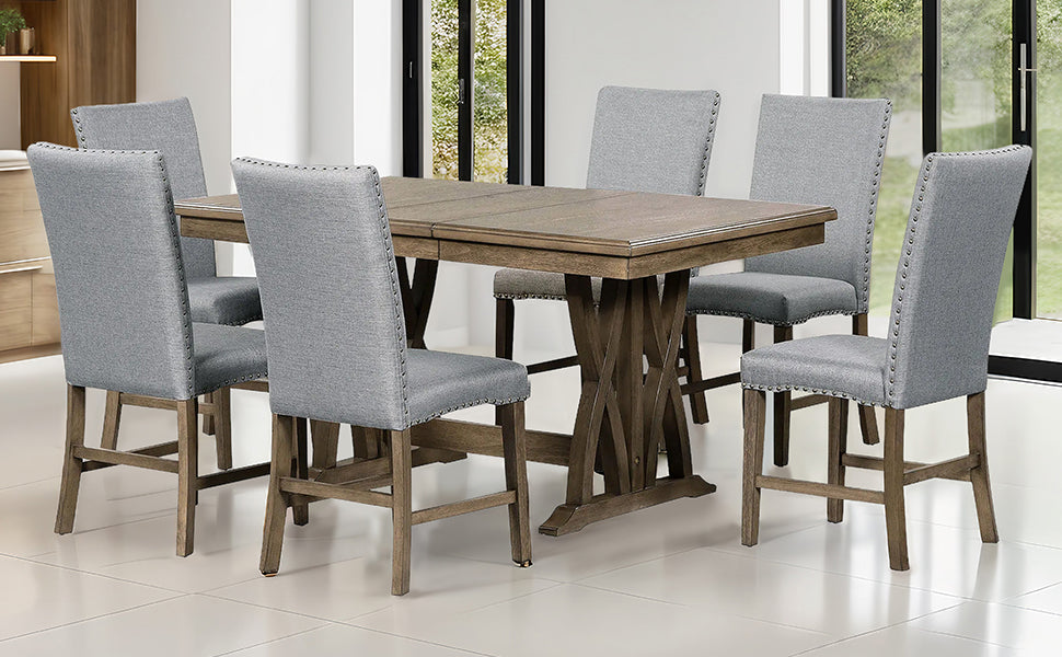 Dining Set with Cushioned Chairs Brown