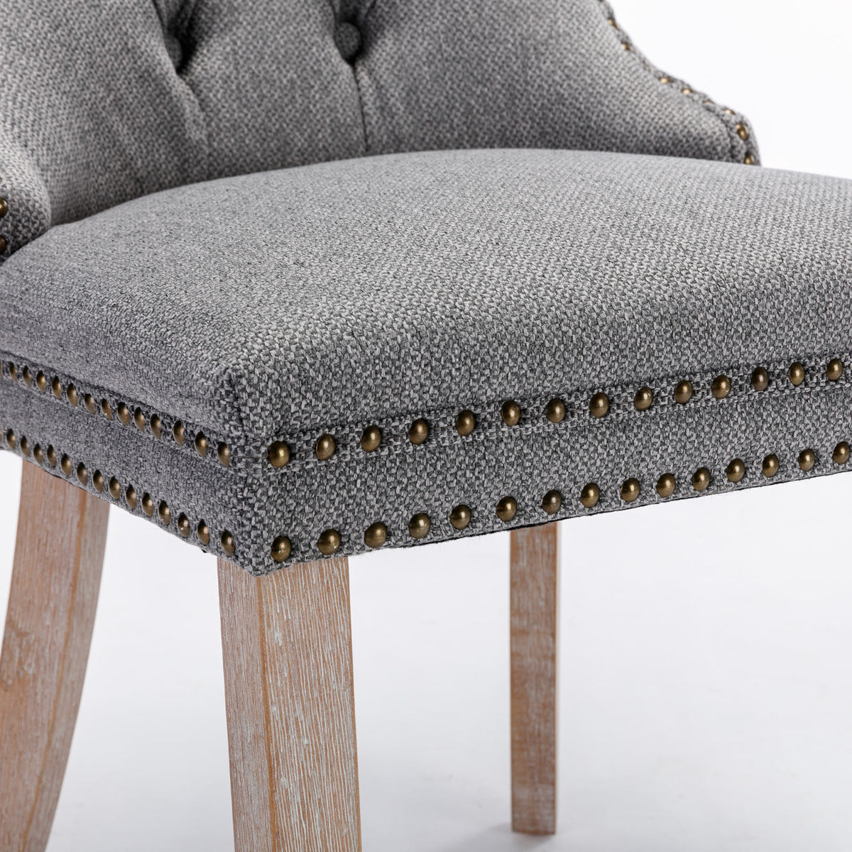 Nikki Tufted Linen Dining Chair Set (2 pcs) – Gray