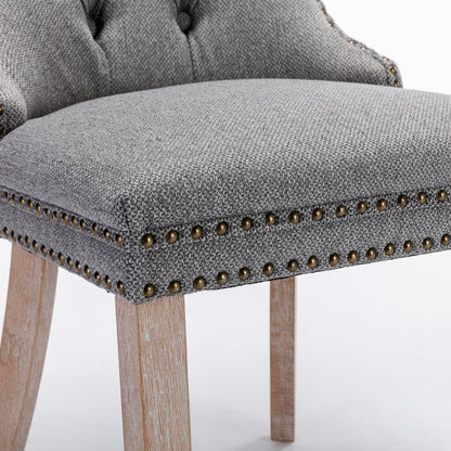 Nikki Tufted Linen Dining Chair Set (2 pcs) – Gray
